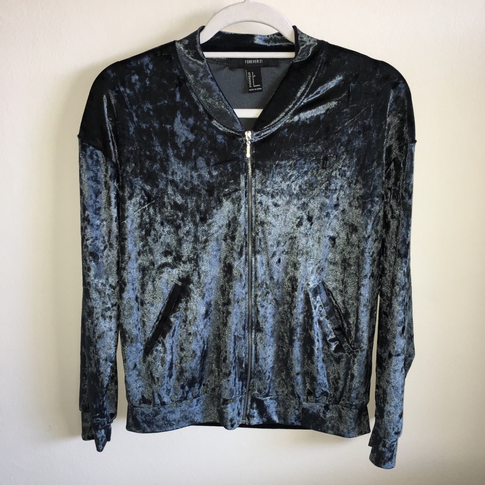 Crushed velvet bomber jacket